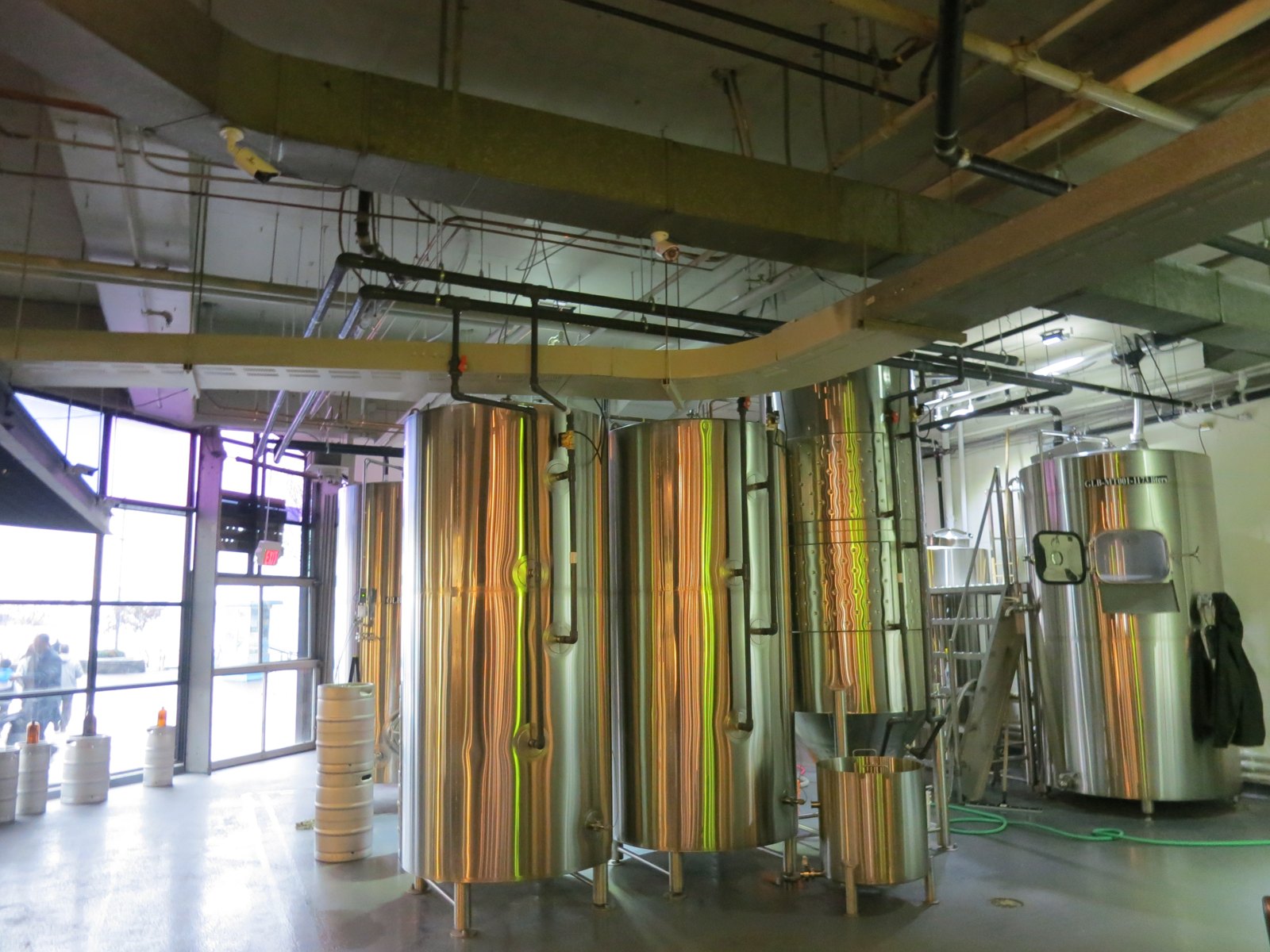Stainless tanks in the brewhouse